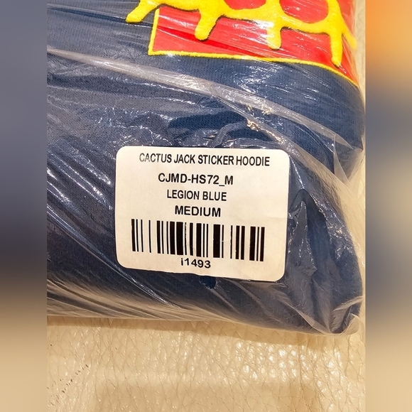 Cactus Jack by Travis Scott Authentic Sticker Hoodie 'Legion Blue' size M - Picture 4 of 6